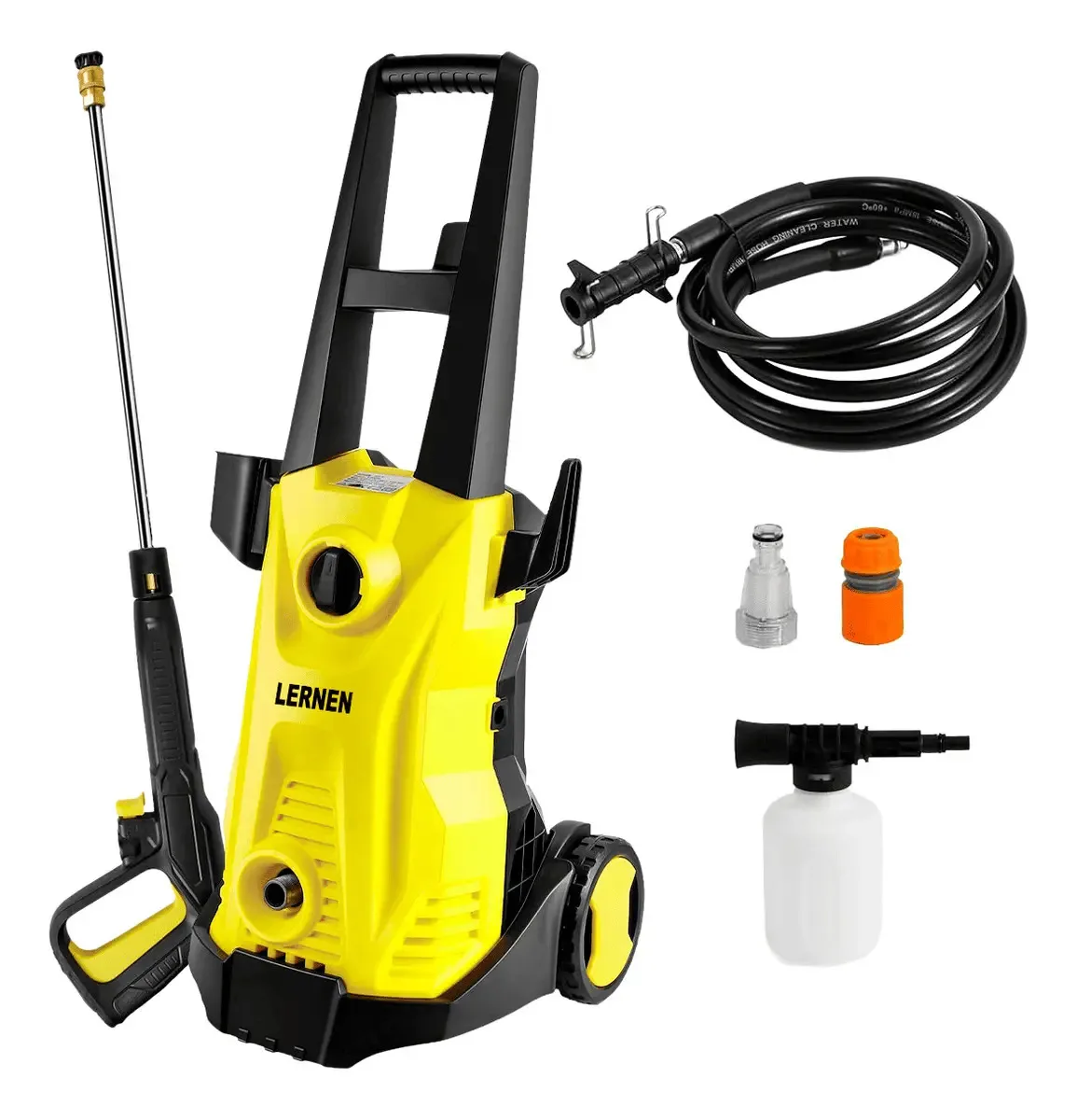 Hidrolavadora Lernen HLP-1600 1600w Con Jabonera Espumador 120 Bar Color Amarillo Frecuencia 60 Hz