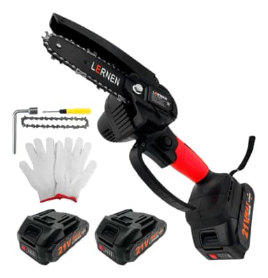 Motosierra Podadora Lernen Eléctrica + 2 Baterías Color Negro