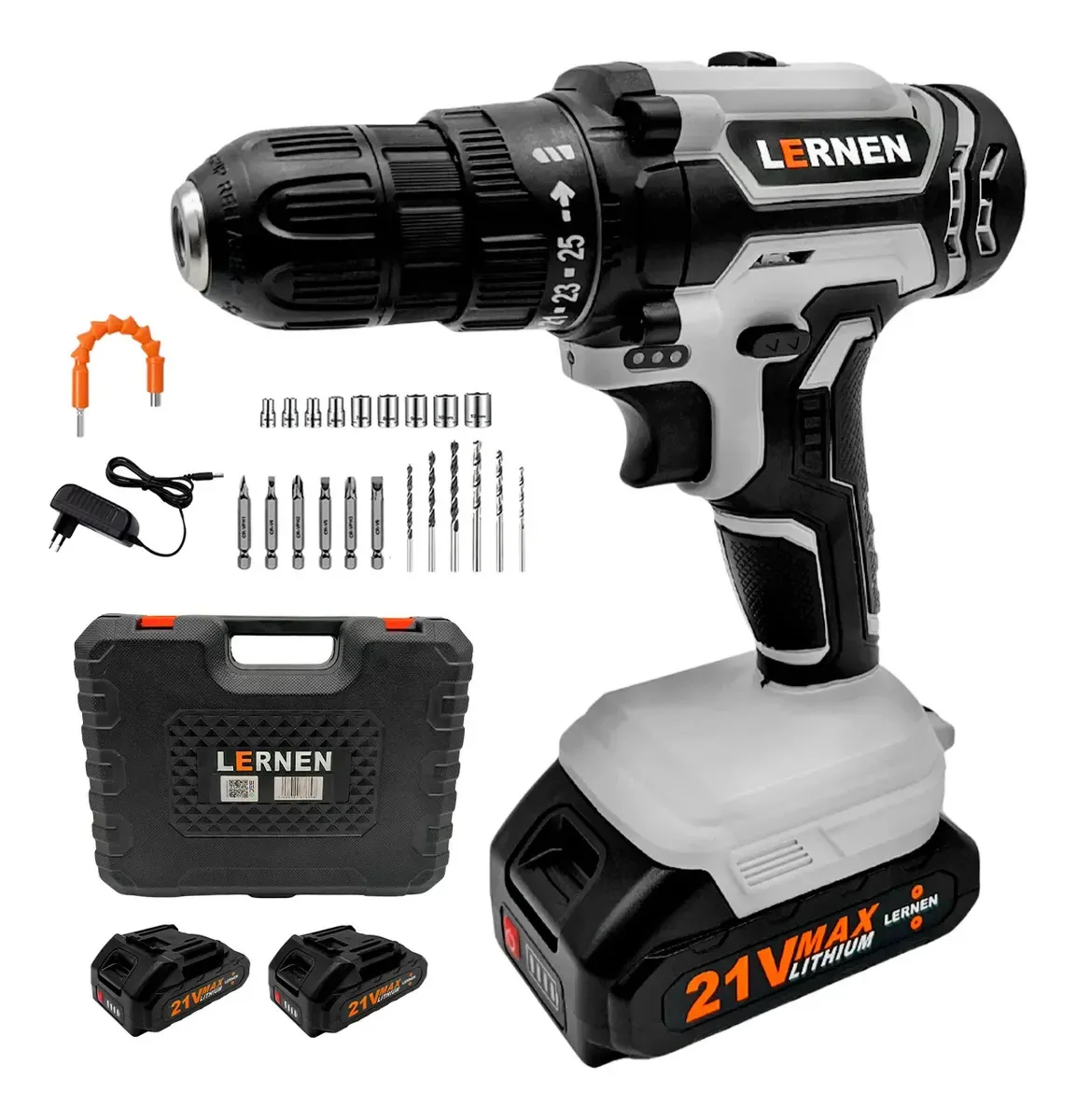 Kit Taladro Destornillador Inalámbrico Lernen 21V + 2 Baterías