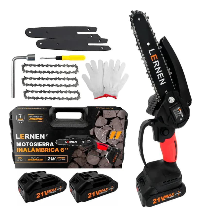 Motosierra Podadora Eléctrica MZ2BAT6 6 Pulgadas incluye 2 Baterías Color Negro