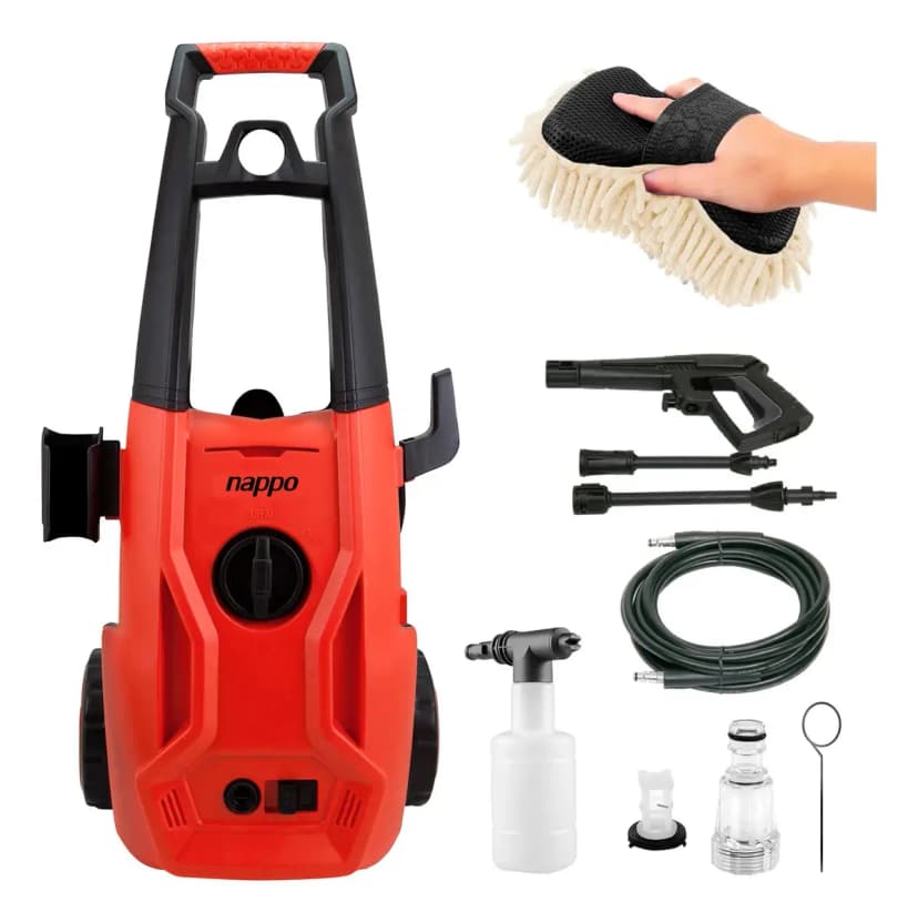 Hidrolavadora Nappo 1800w con Jabonera 5mts Manguera Color Rojo