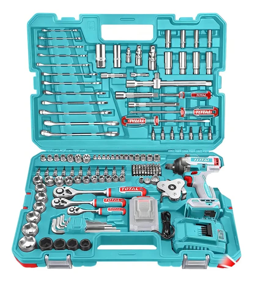 Kit Total: Llave Impacto 1/2'' + Dados + Llaves + Puntas Color Turquesa