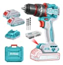 Taladro Percutor Y Atornillador Inalámbrico Total, Industrial, Motor Sin Carbones - Mandril 13mm, 55nm - Con 2 Baterías 2.0ah Litio-ion, Cargador, Maletín, Mechas Y Puntas - Tidli20558
